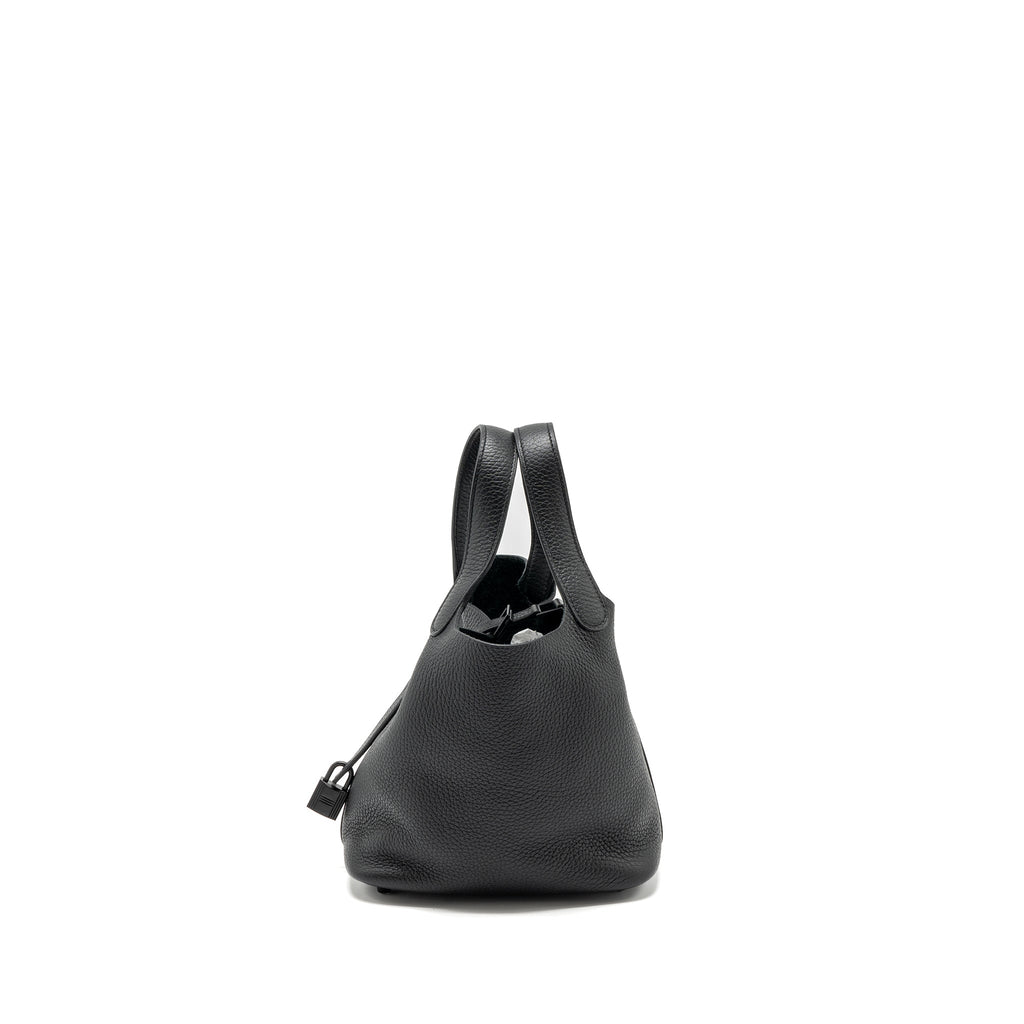 HERMES PICOTIN 18 LOCK BAG CLEMENCE SO BLACK WITH BLACK HARDWARE