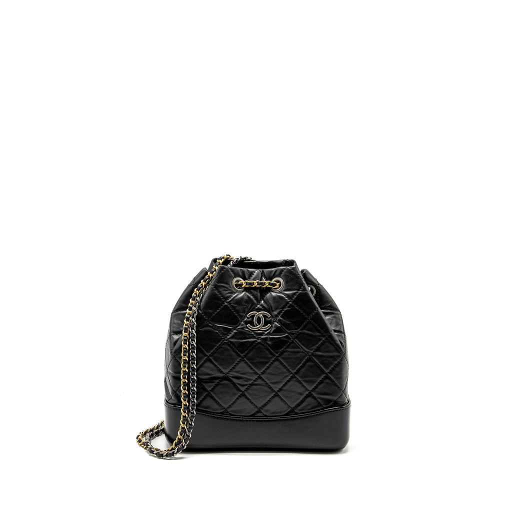 CHANEL SMALL GABRIELLE BACKPACK CALFSKIN BLACK MULTICOLOUR HARDWARE (MICROCHIP)