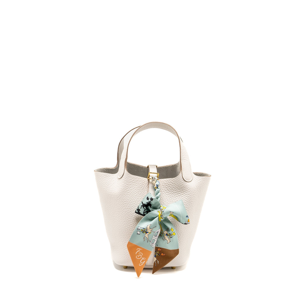HERMES PICOTIN 18 LOCK BAG CLEMENCE GRIS PALE GHW
