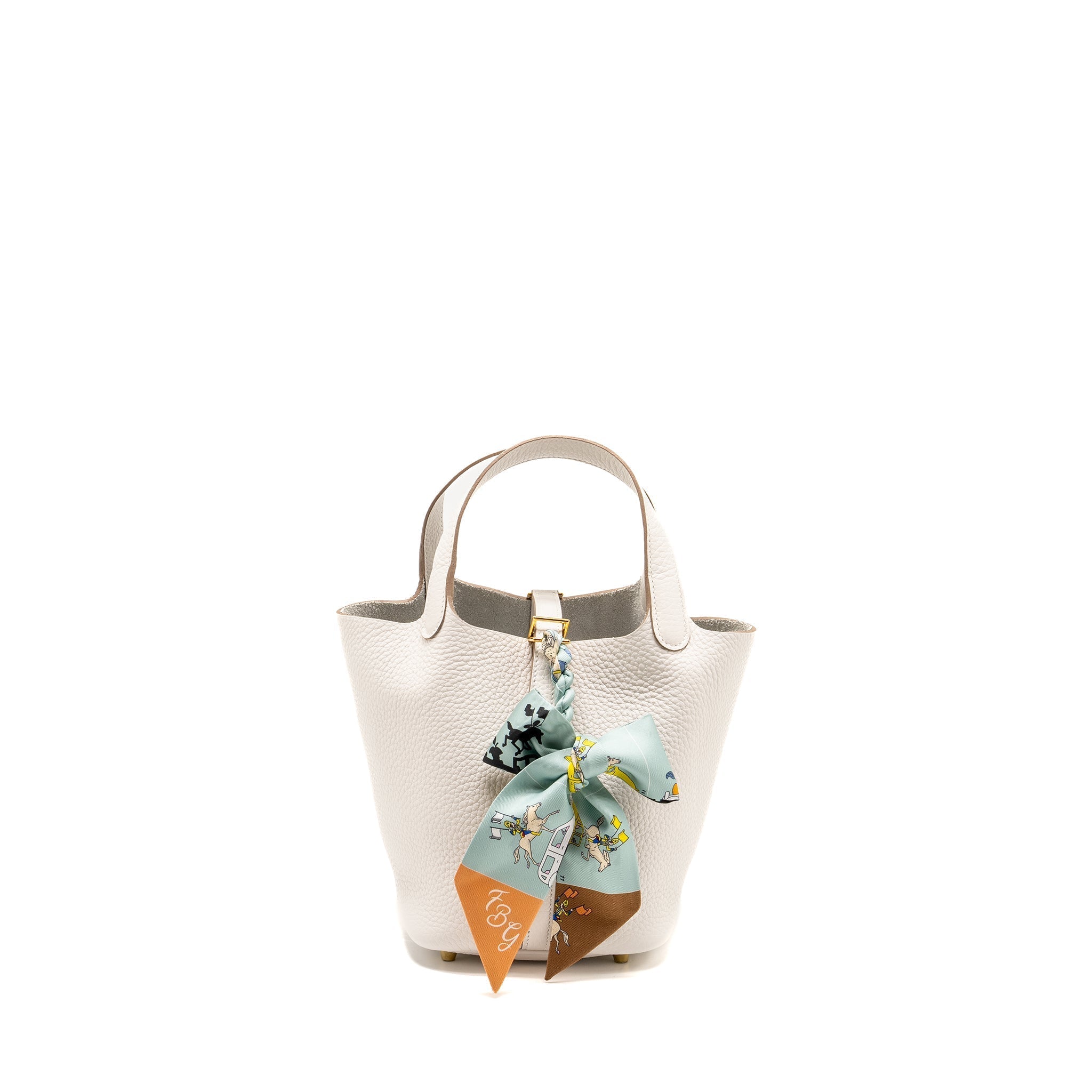 HERMES PICOTIN 18 LOCK BAG CLEMENCE GRIS PALE GHW