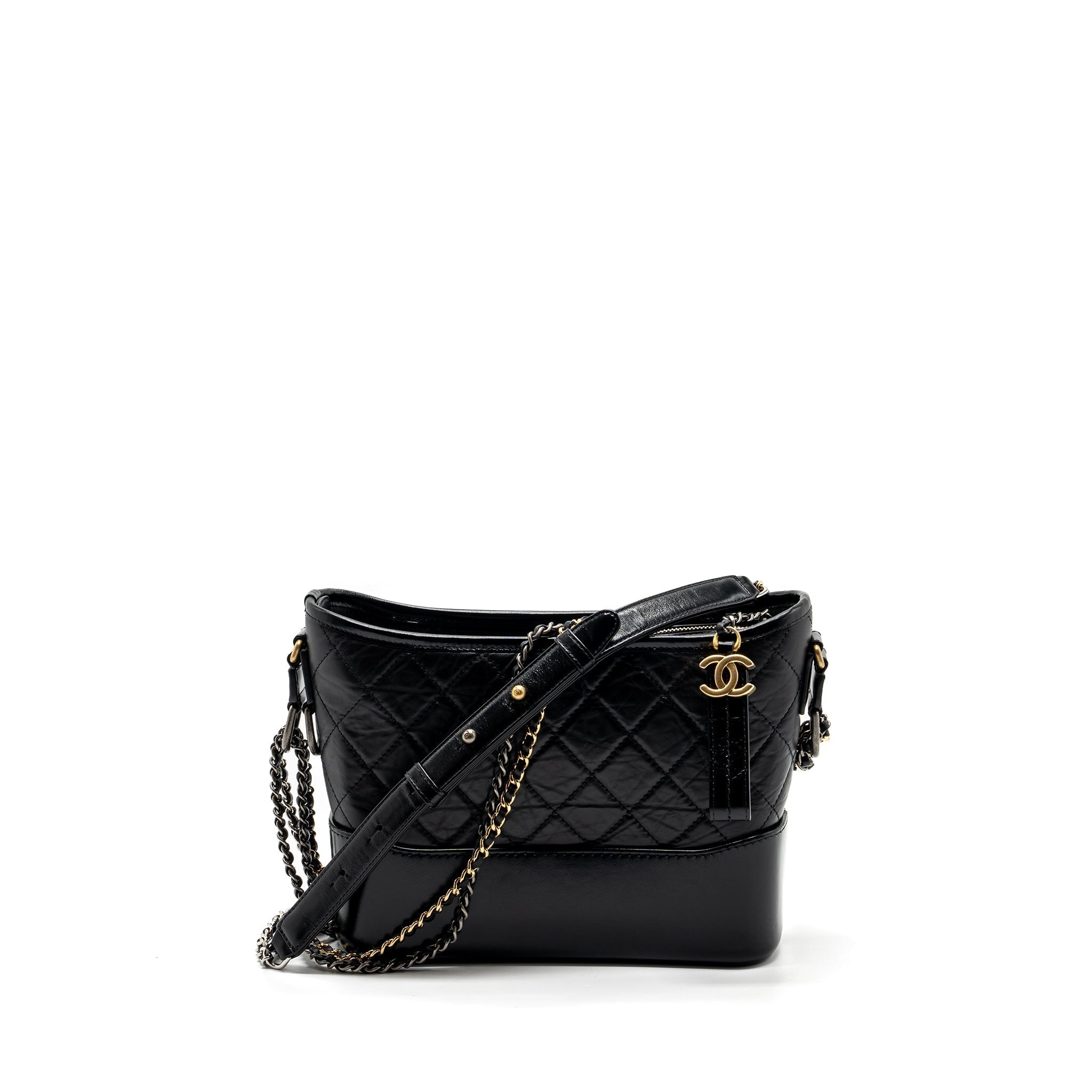 CHANEL NEW MEDIUM GABRIELLE HOBO BAG CALFSKIN BLACK MULTICOLOUR HARDWARE (MICROCHIP)