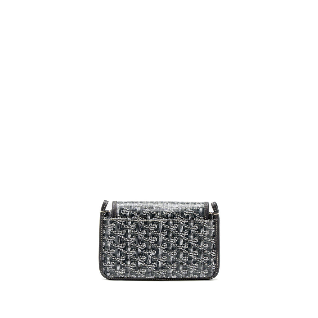 GOYARD PLUMET POCKET WALLET GOYARDINE CANVAS/CHEVROCHES CALFSKIN GREY SHW