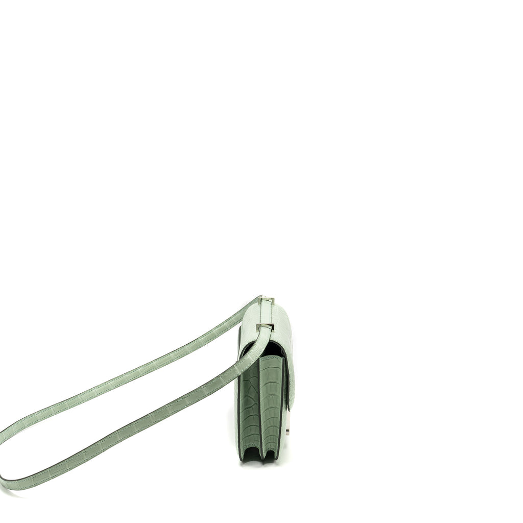 HERMES MINI CONSTANCE ALLIGATOR MISSISSIPPIENSIS MAT VERT D’EAU SHW