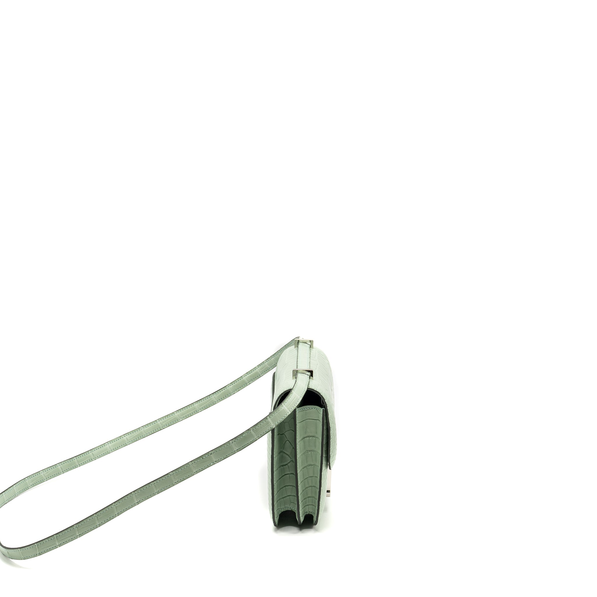 HERMES MINI CONSTANCE ALLIGATOR MISSISSIPPIENSIS MAT VERT D’EAU SHW