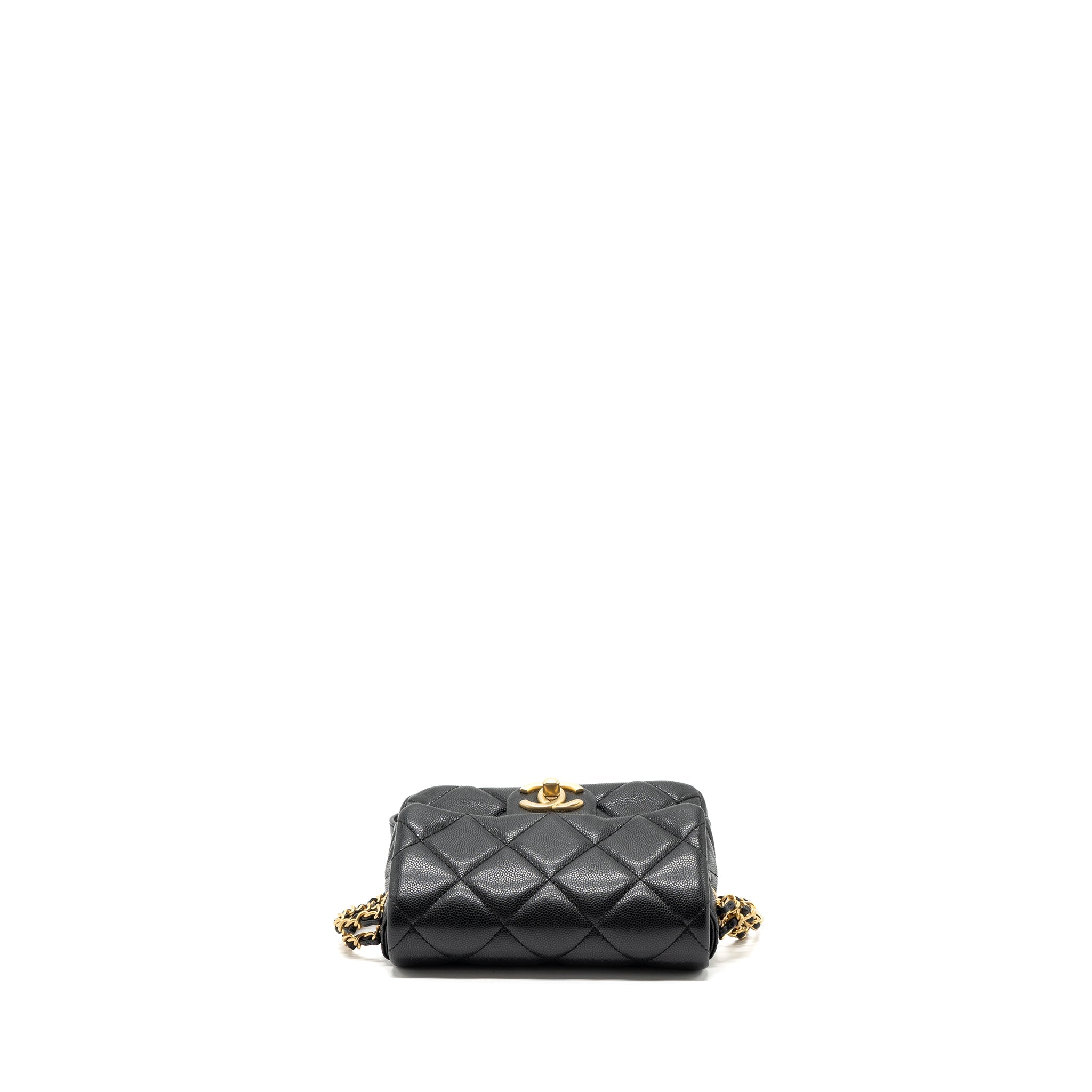CHANEL MINI TWIST YOUR BUTTON FLAP BAG CAVIAR BLACK GHW(MICROCHIP)