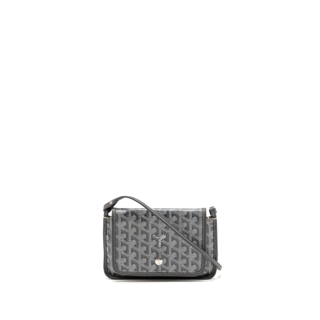 GOYARD PLUMET POCKET WALLET GOYARDINE CANVAS/CALFSKIN GREY SHW