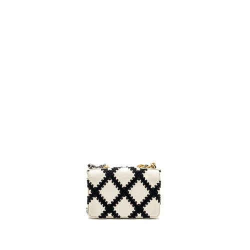 CHANEL 19 WALLET ON CHAIN FABRIC/CALFSKIN WHITE/BLACK MULTICOLOUR HARDWARE