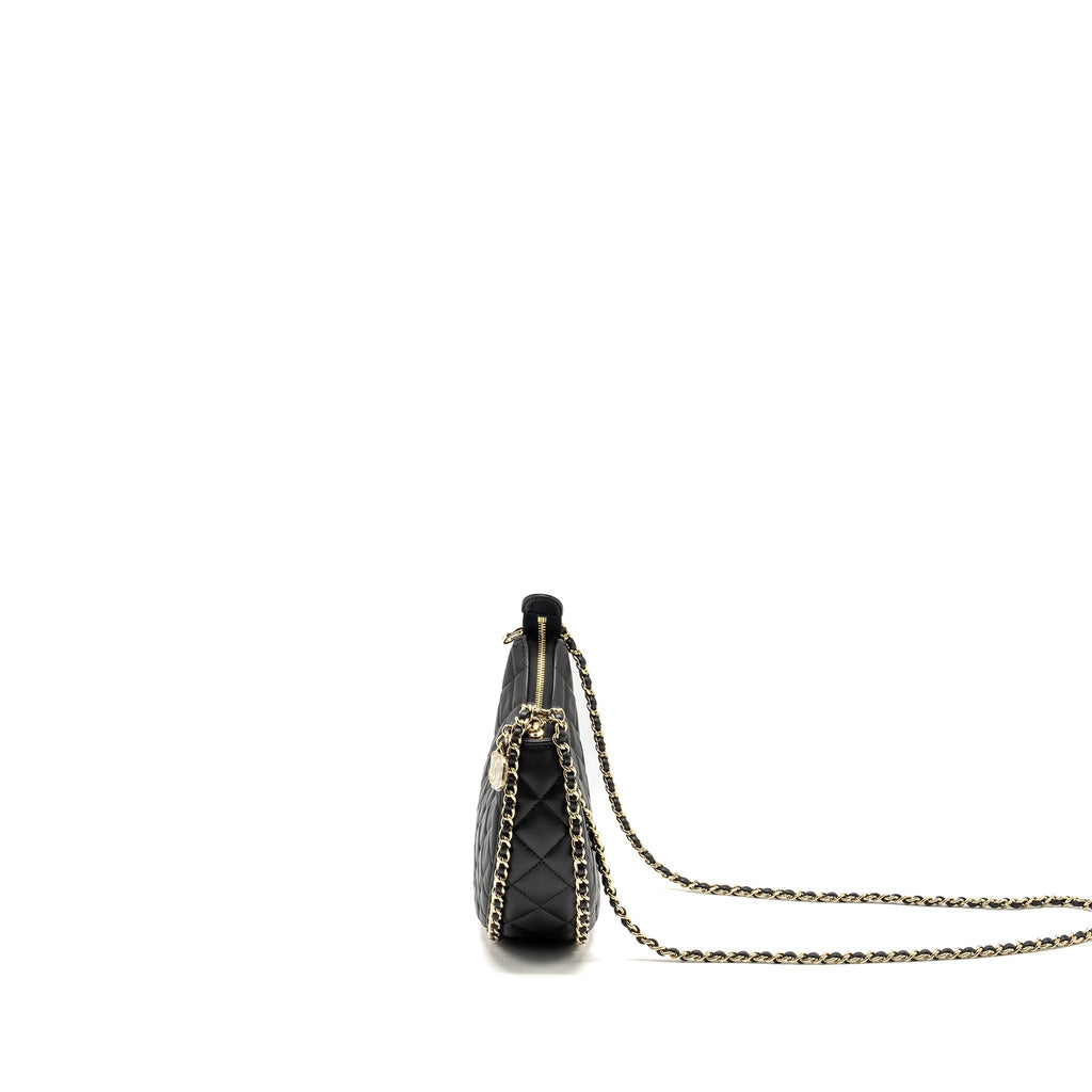 CHANEL SMALL MOON HOBO BAG LAMBSKIN BLACK LGHW (MICROCHIP)