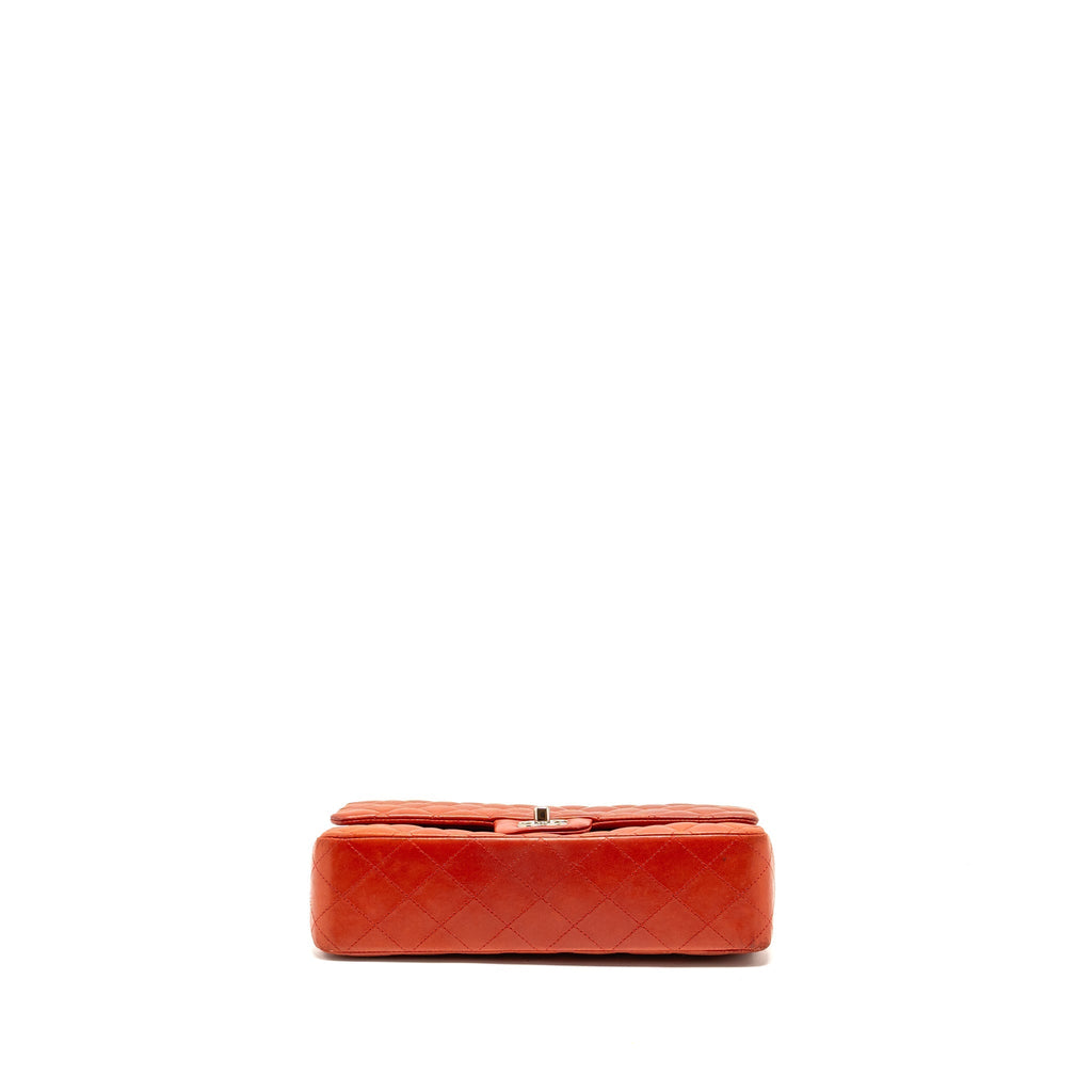 CHANEL MEDIUM CLASSIC DOUBLE FLAP BAG LAMBSKIN RED SHW