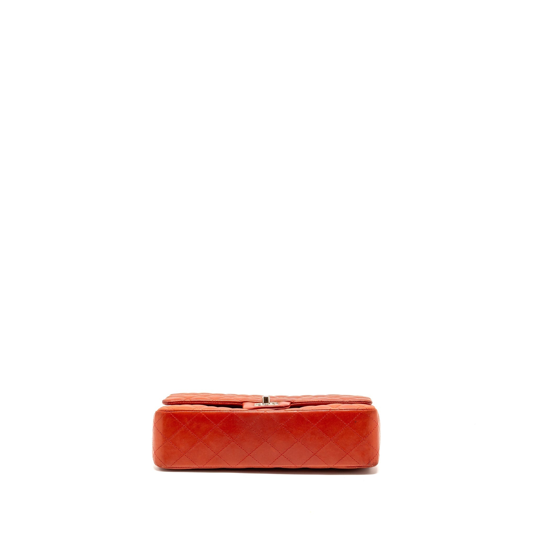 CHANEL MEDIUM CLASSIC DOUBLE FLAP BAG LAMBSKIN RED SHW