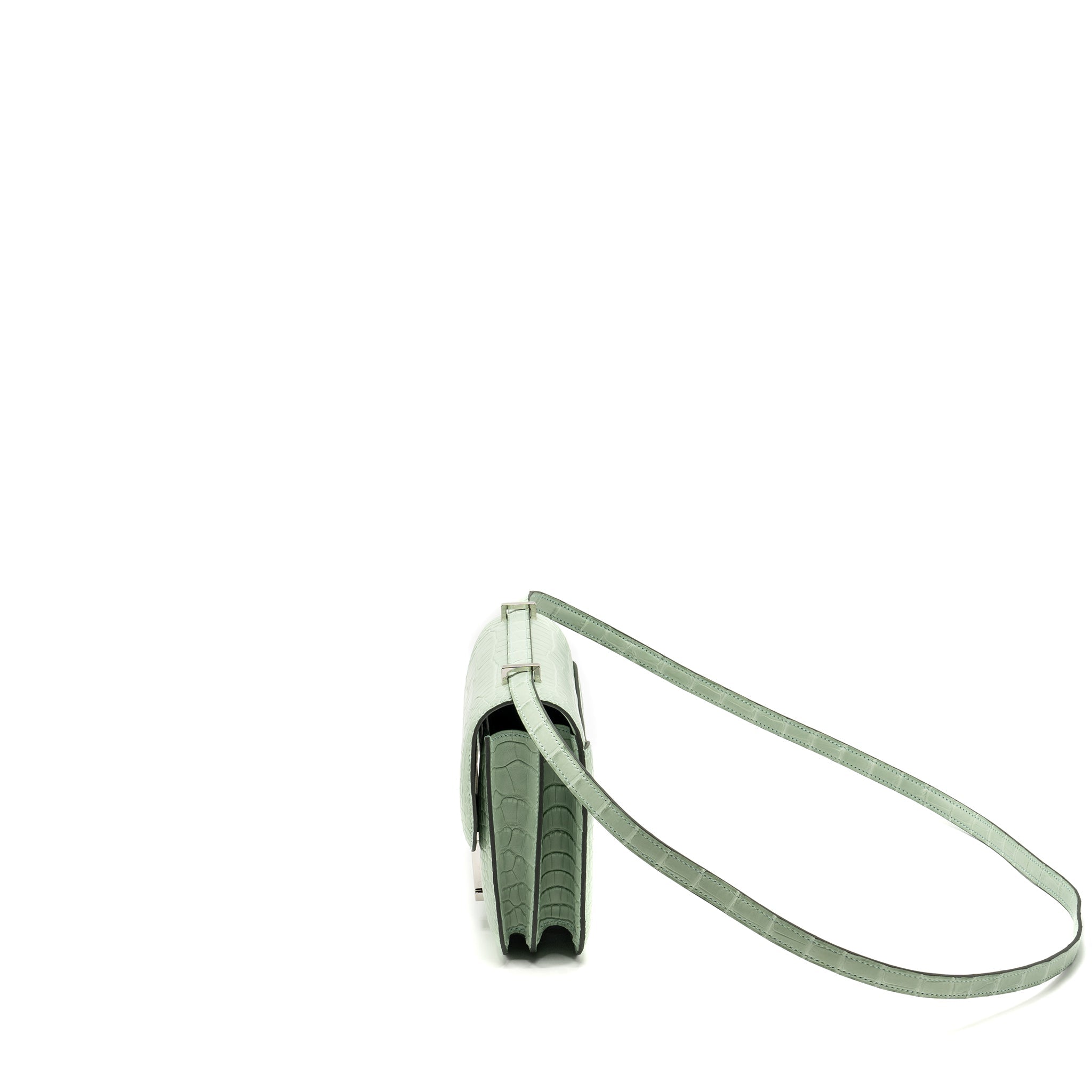 HERMES MINI CONSTANCE ALLIGATOR MISSISSIPPIENSIS MAT VERT D’EAU SHW
