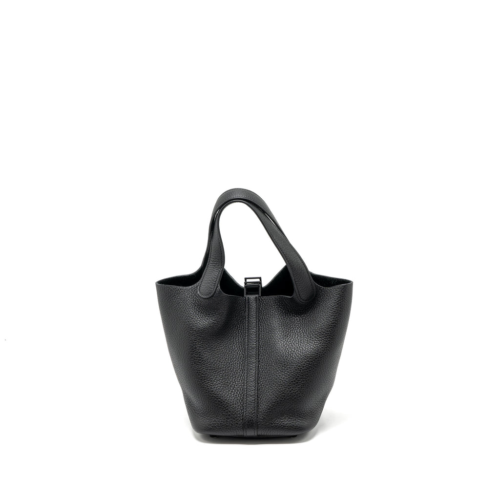 HERMES PICOTIN 18 LOCK BAG CLEMENCE SO BLACK WITH BLACK HARDWARE