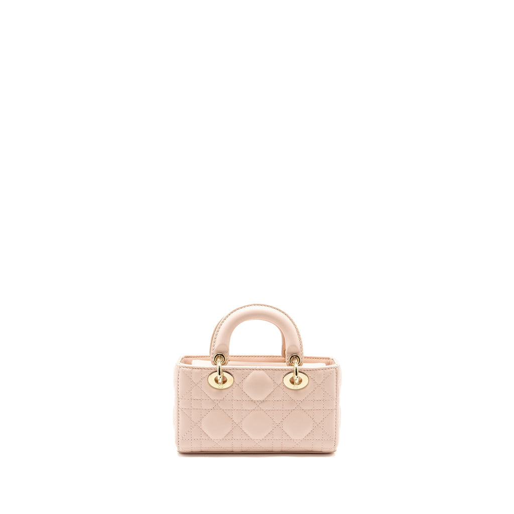 DIOR LADY D-JOY MICRO BAG LAMBSKIN POWDER PINK LGHW