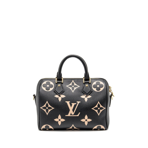 LOUIS VUITTON SPEEDY BANDOULIERE 25 BICOLOUR MONOGRAM EMPREINTE LEATHER BLACK/BEIGE GHW