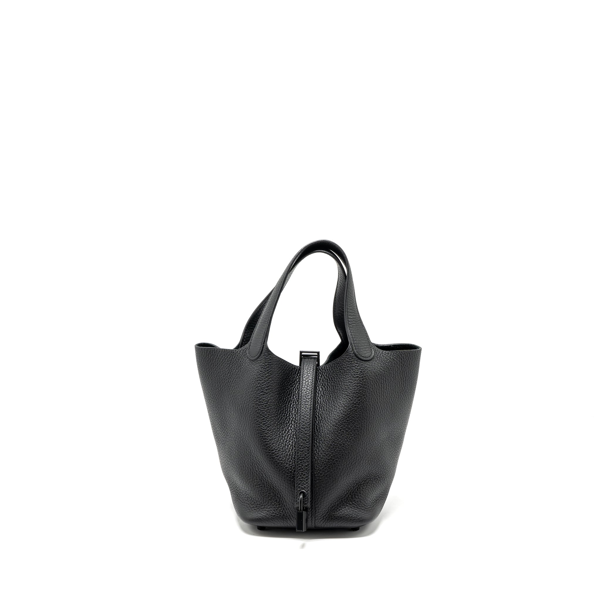 HERMES PICOTIN 18 LOCK BAG CLEMENCE SO BLACK WITH BLACK HARDWARE