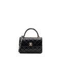 CHANEL TRENDY CC FLAP BAG WITH TOP HANDLE LAMBSKIN BLACK LGHW (MICROCHIP)