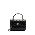 CHANEL TOP HANDLE TRENDY CC FLAP BAG LAMBSKIN BLACK LGHW