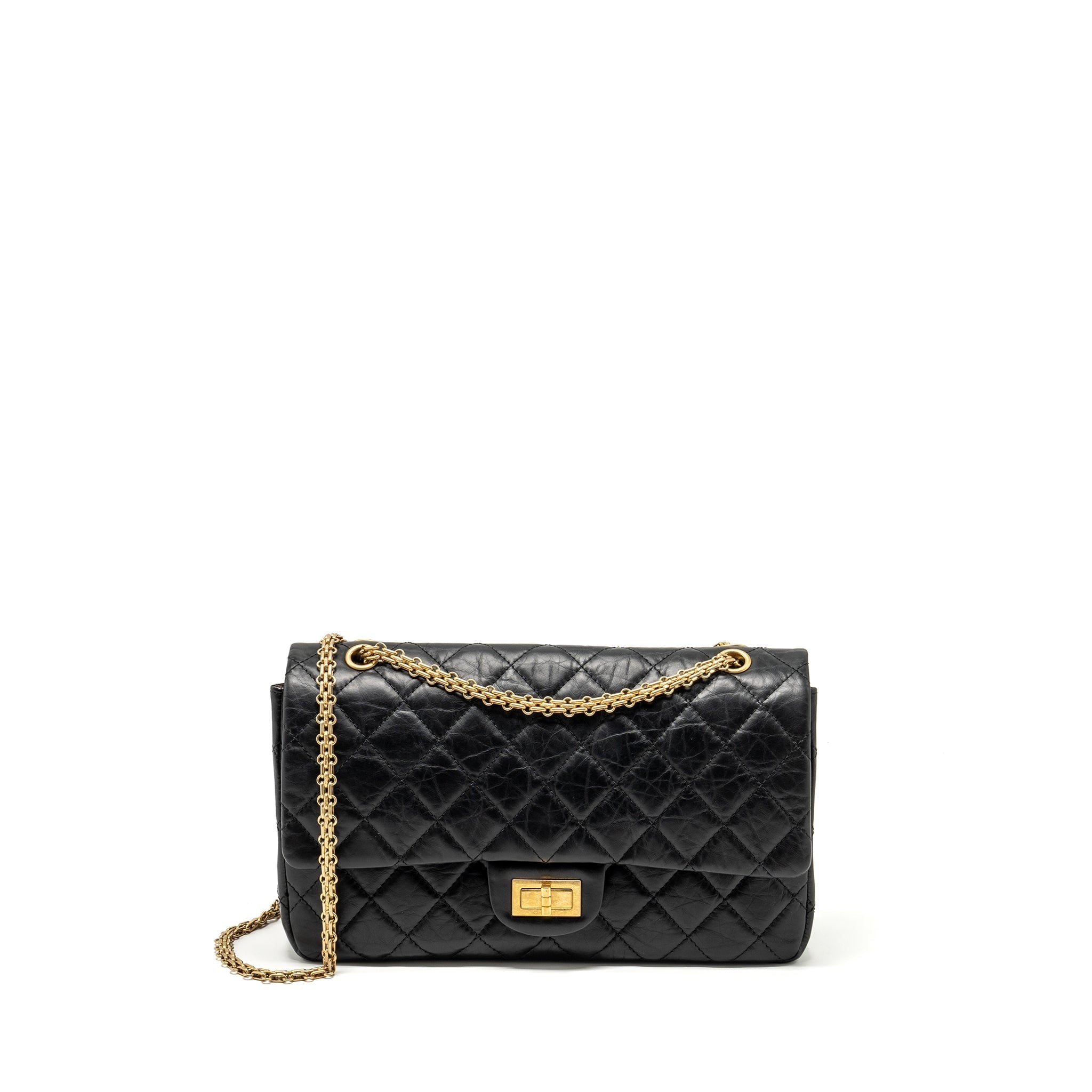 CHANEL MAXI 2.55 REISSUE FLAP BAG AGED CALFSKIN BLACK GHW