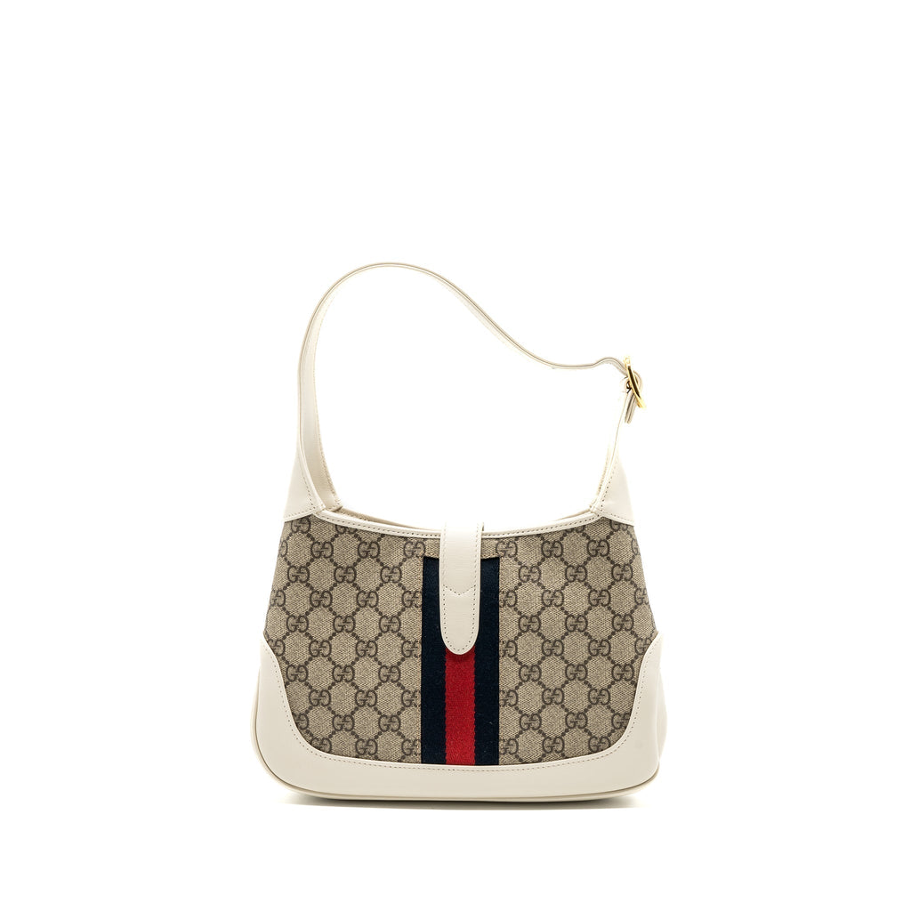GUCCI JACKIE 1961 SMALL SHOULDER BAG GG SUPREME CANVAS / CALFSKIN WHITE MULTICOLOUR GHW