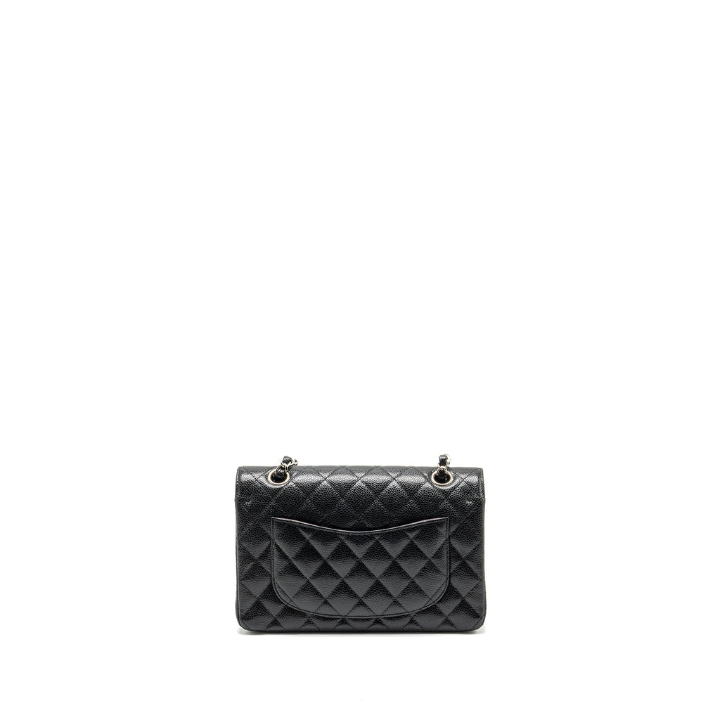 CHANEL SMALL CLASSIC DOUBLE FLAP BAG CAVIAR BLACK SHW (MICROCHIP)