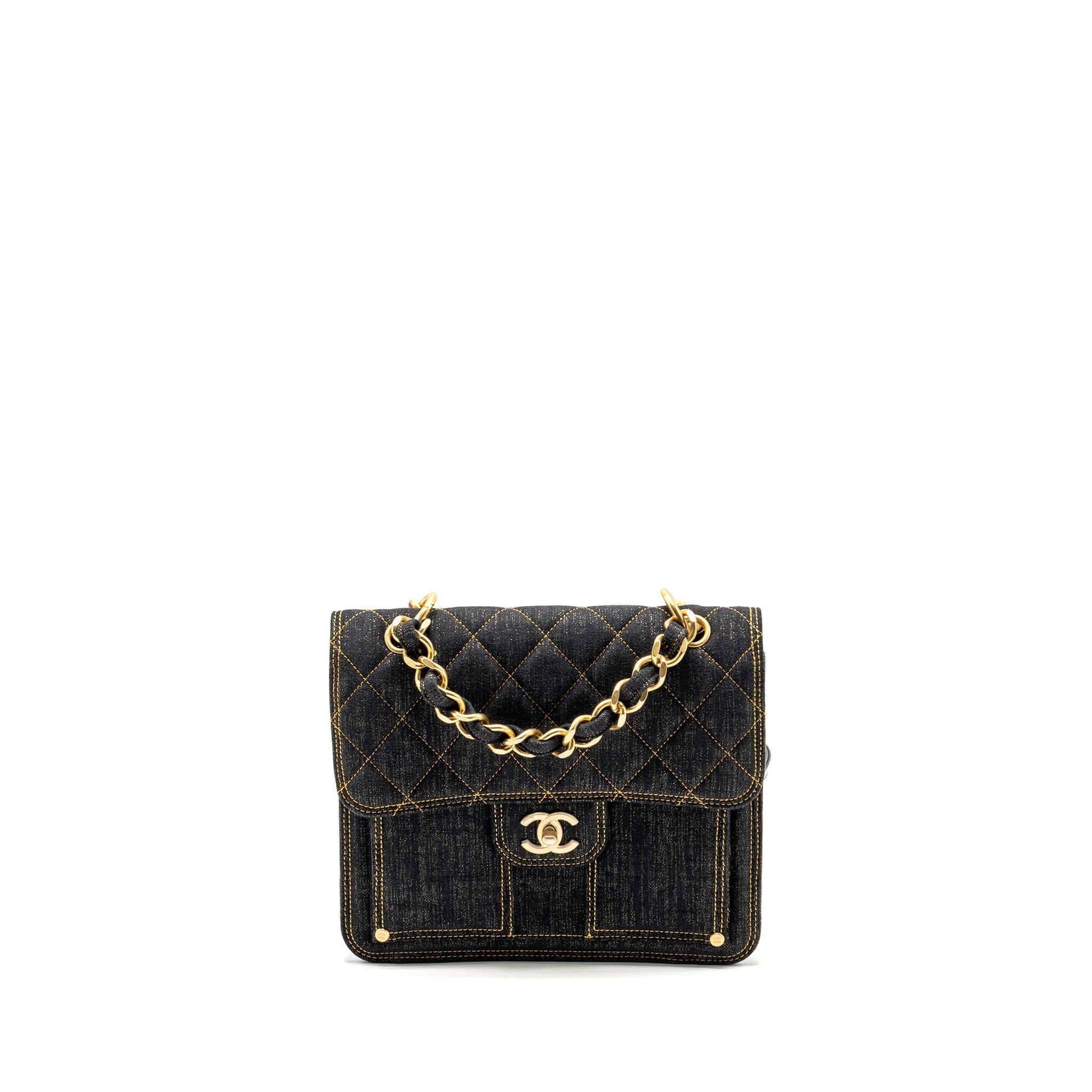 CHANEL 23S FLAP BACKPACK DENIM DARK BLUE WITH BRUSHED GHW (MICROCHIP)