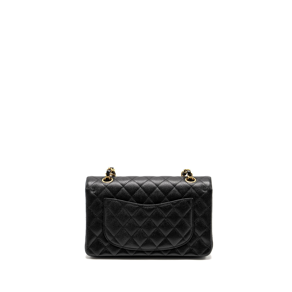 CHANEL SMALL CLASSIC DOUBLE FLAP BAG CAVIAR BLACK GHW(MICROCHIP)