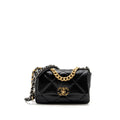 CHANEL SMALL 19 BAG LAMBSKIN BLACK MULTICOLOUR HARDWARE  (MICROCHIP)