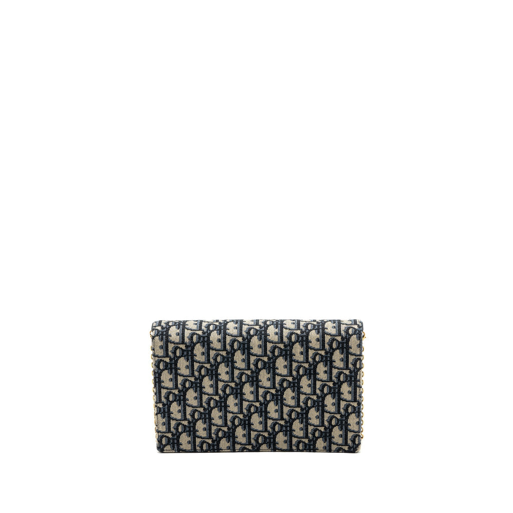 DIOR SADDLE POUCH BLUE DIOR OBLIQUE JACQUARD CANVAS GHW