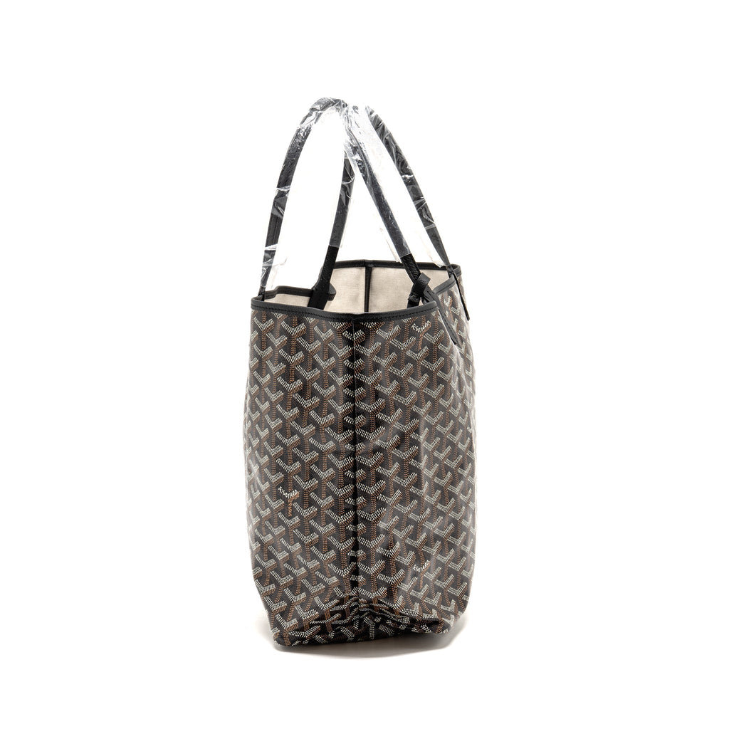 GOYARD SAINT LOUIS PM BAG GOYARDINE CANVAS/CALFSKIN BLACK SHW