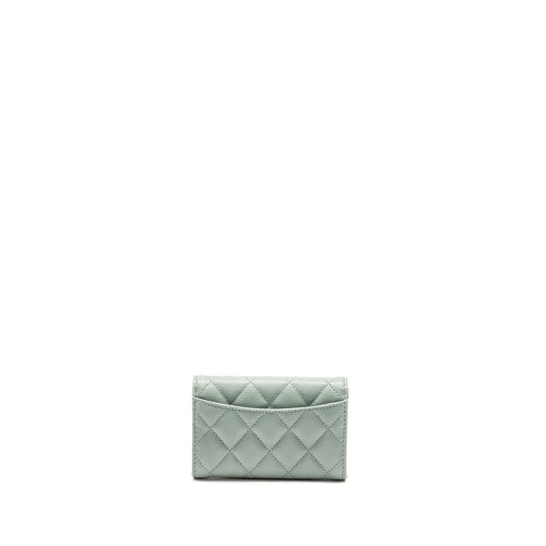 CHANEL CLASSIC FLAP CARD HOLDER CAVIAR LIGHT GREEN LGHW(MICROCHIP)