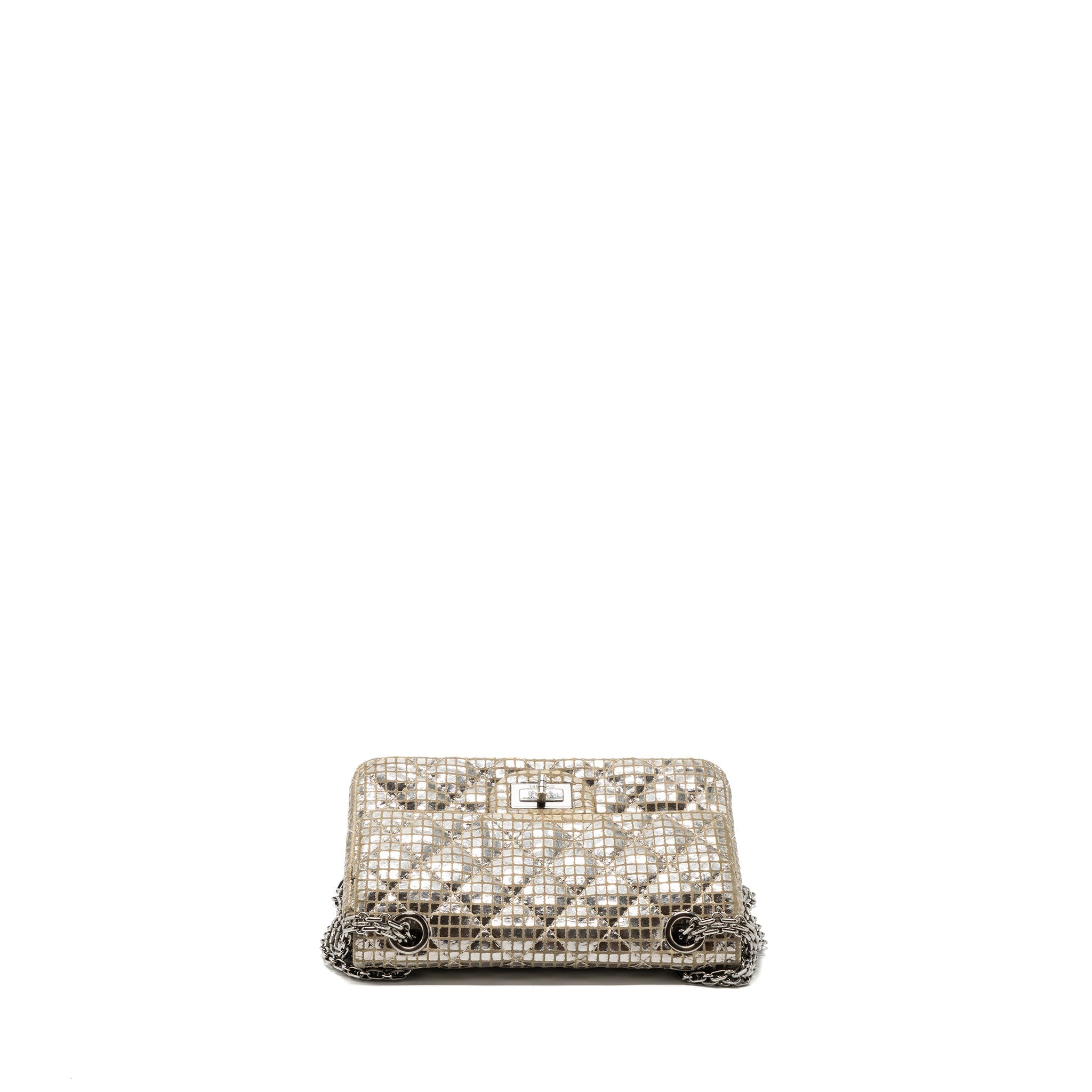 CHANEL MINI 2.55 REISSUE FLAP BAG CALFSKIN BEIGE / SILVER SHW