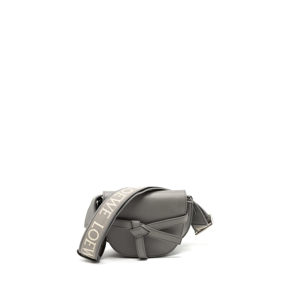 LOEWE MINI GATE DUAL BAG CALFSKIN PEARL GREY SHW