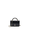 CHANEL LEATHER TOP HANDLE WALLET ON CHAIN LAMBSKIN BLACK LGHW (MICROCHIP)