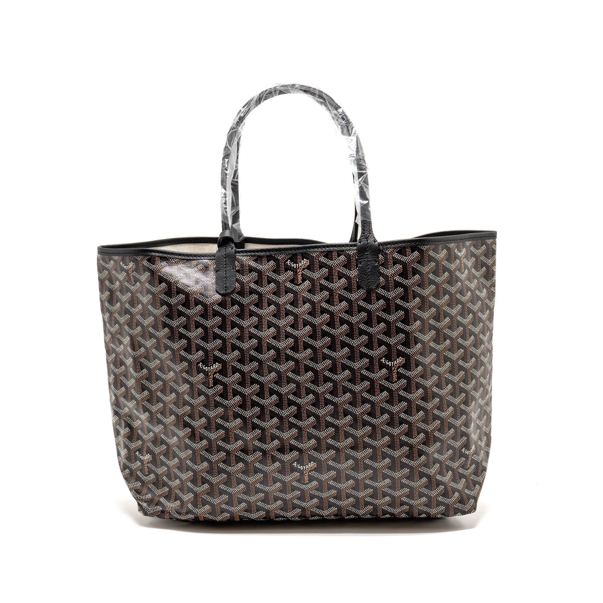 GOYARD SAINT LOUIS PM BAG GOYARDINE CANVAS/CALFSKIN BLACK SHW