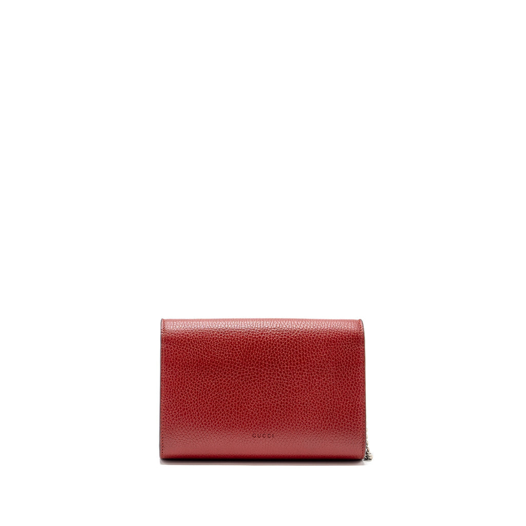 GUCCI DIONYSUS WALLET ON CHAIN CALFSKIN RED MULTICOLOUR HARDWARE