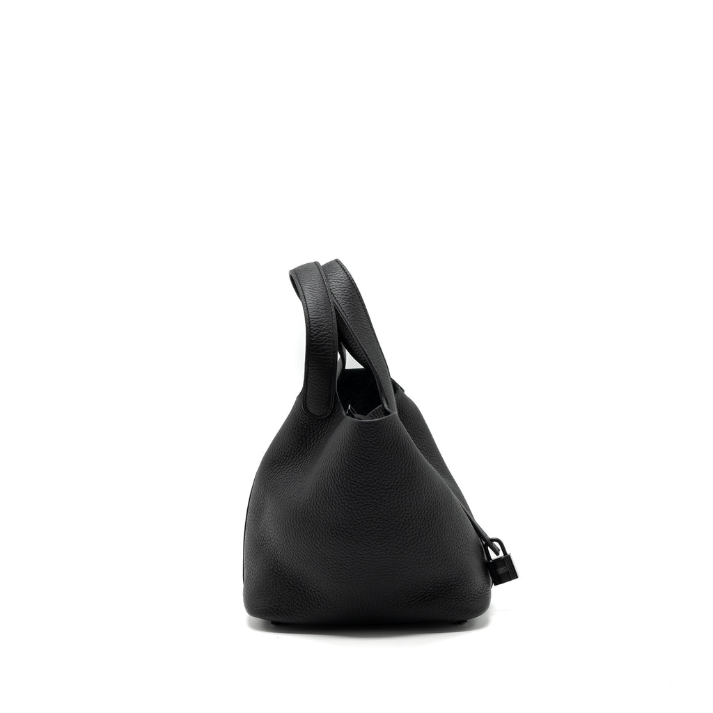 HERMES PICOTIN 18 CLEMENCE BLACK WITH BLACK HARDWARE