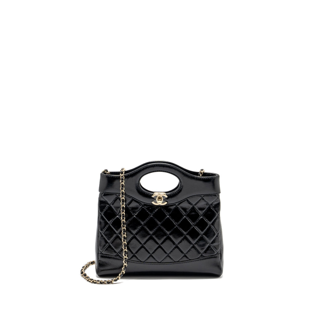 CHANEL MINI 31 BAG SHINY CALFSKIN BLACK LGHW (MICROCHIP)