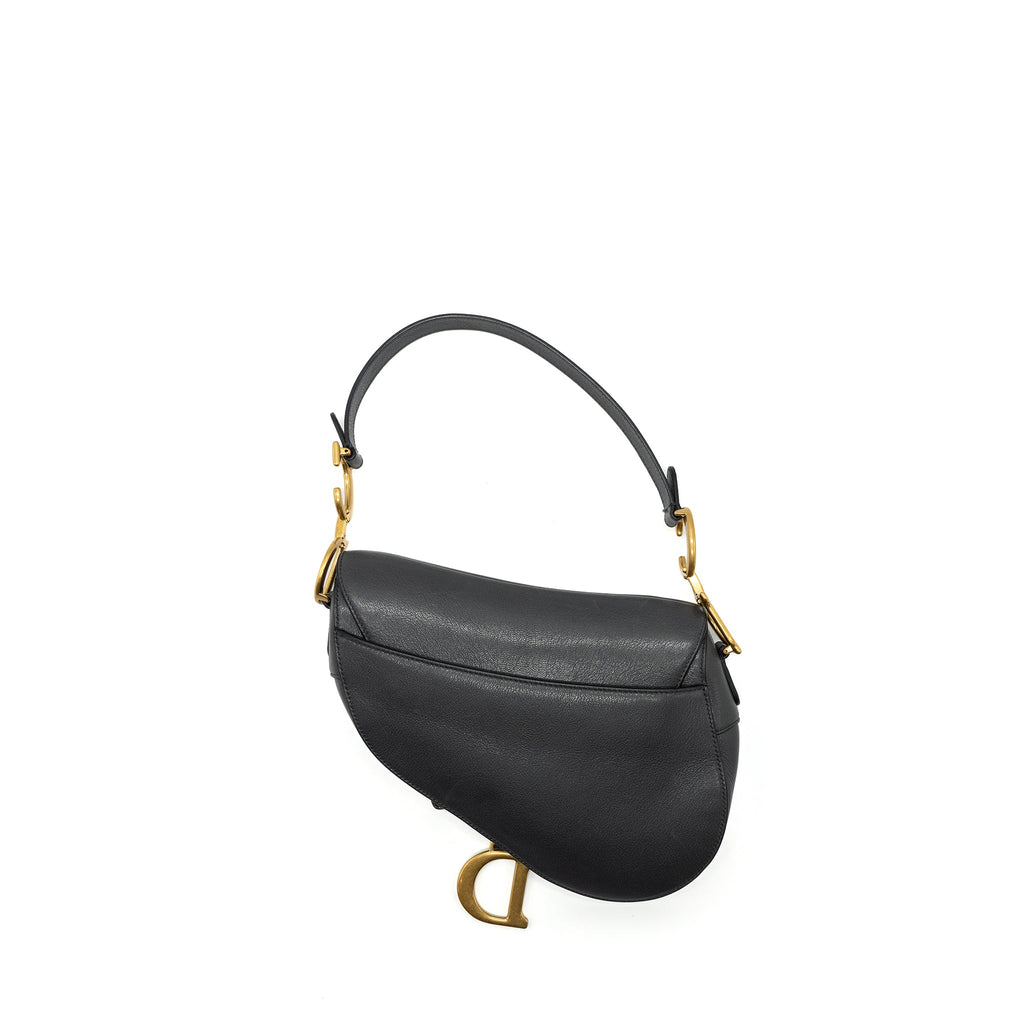 DIOR MEDIUM SADDLE BAG GOATSKIN DARK GREY GHW