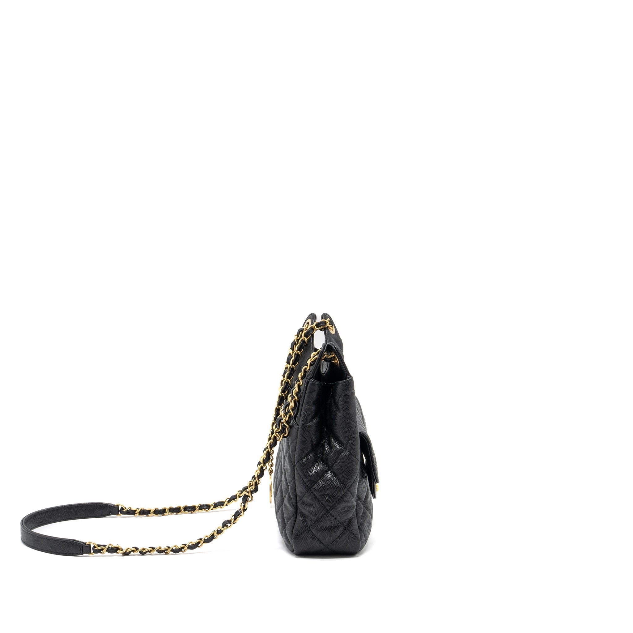 CHANEL 23C HOBO BAG GRAINED CALFSKIN BLACK GHW (MICROCHIP)