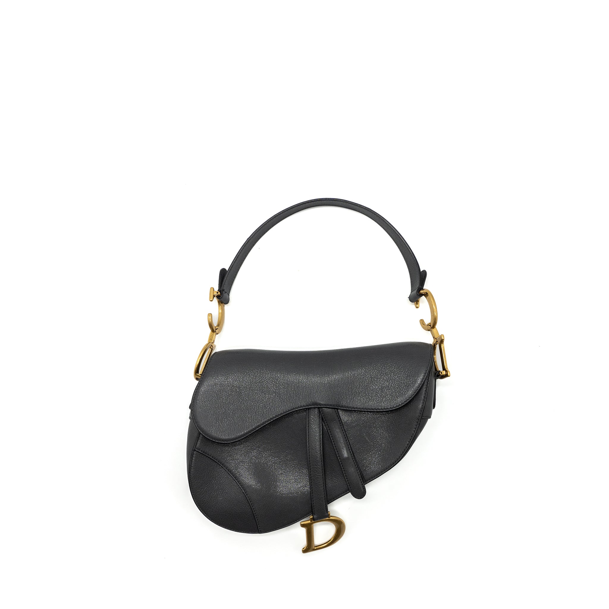 DIOR MEDIUM SADDLE BAG GOATSKIN DARK GREY GHW