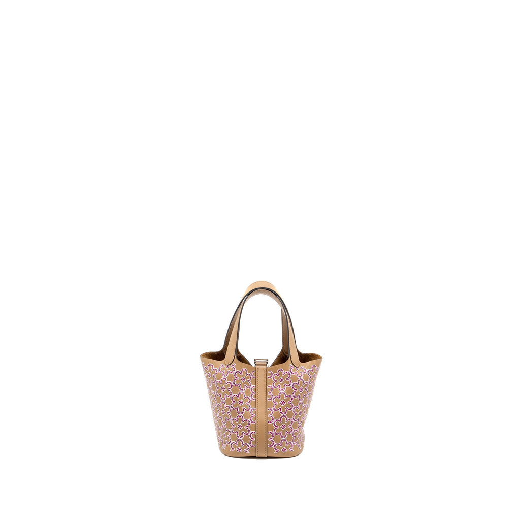 HERMES MICRO PICOTIN 14 LUCKY DAISY LOCK BAG SWIFT CHAI-ROSE-BLANC/ CHAI SHW