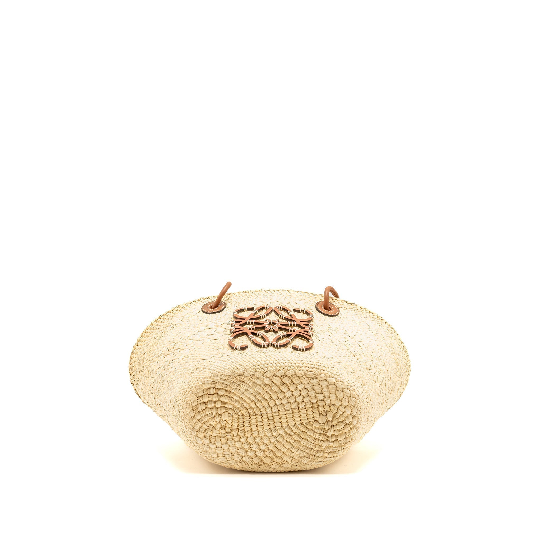 LOEWE ANAGRAM BUSKET SMALL BAG IRACA PALM/CALFSKIN NATURAL/TAN