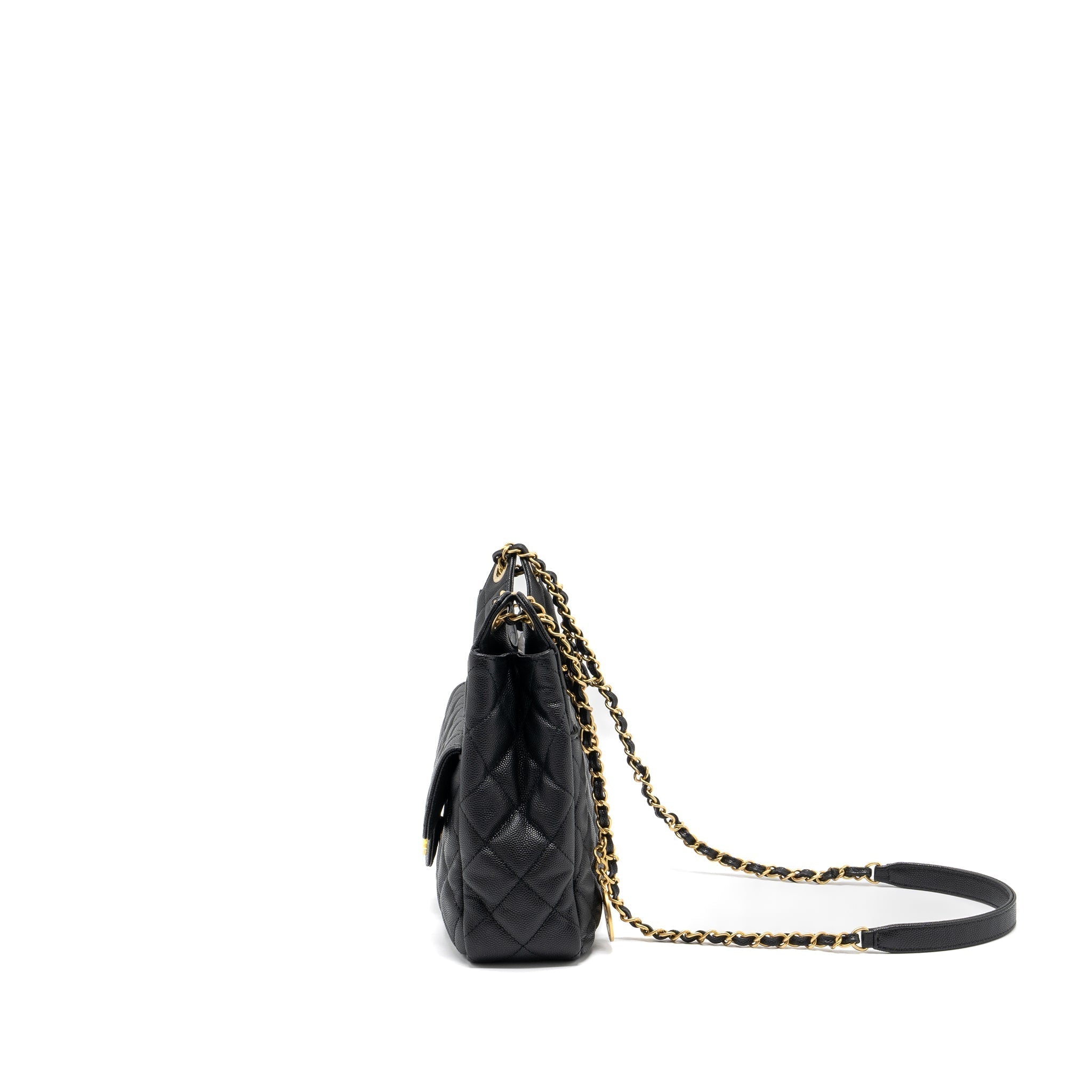 CHANEL 23C HOBO BAG GRAINED CALFSKIN BLACK GHW (MICROCHIP)