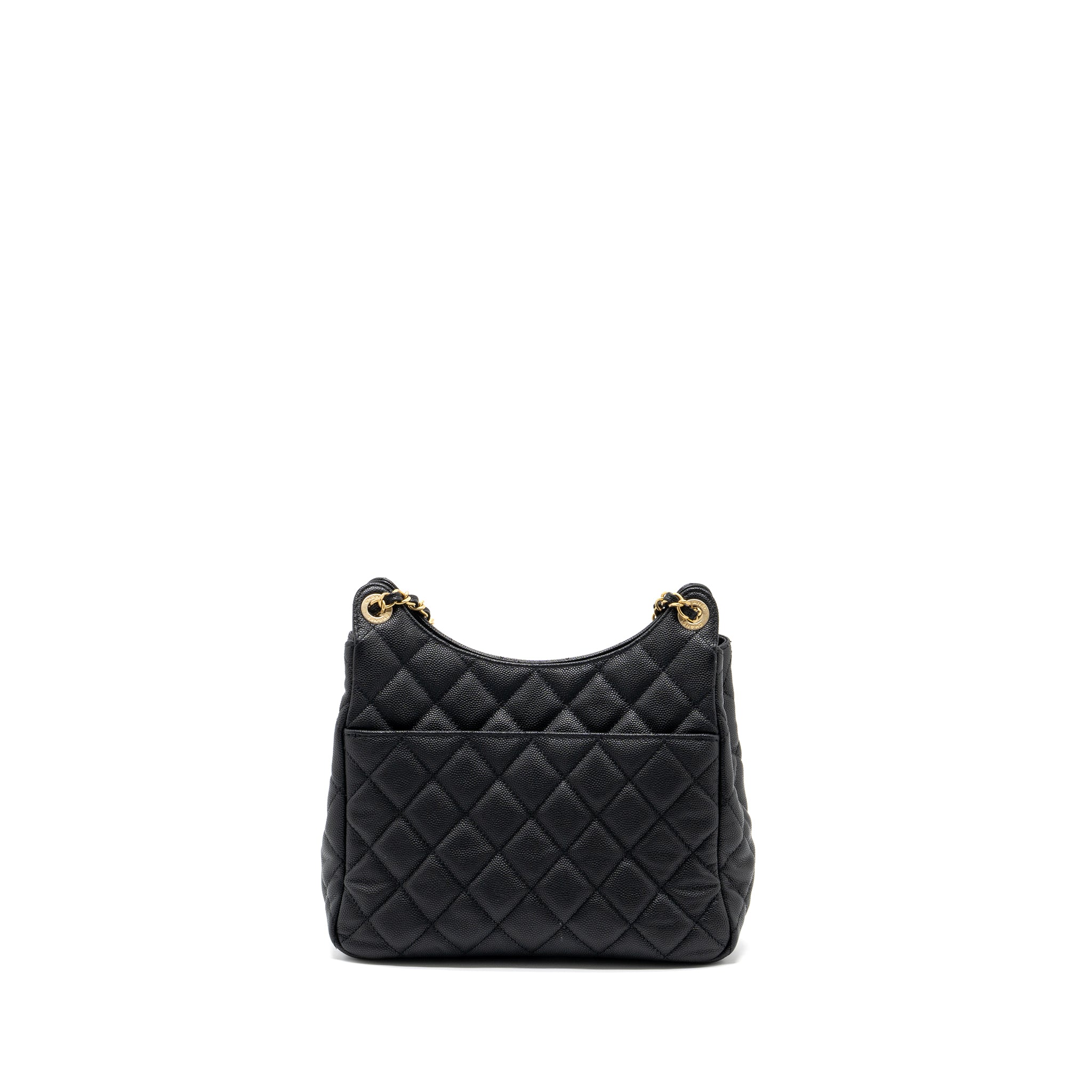 CHANEL 23C HOBO BAG GRAINED CALFSKIN BLACK GHW (MICROCHIP)