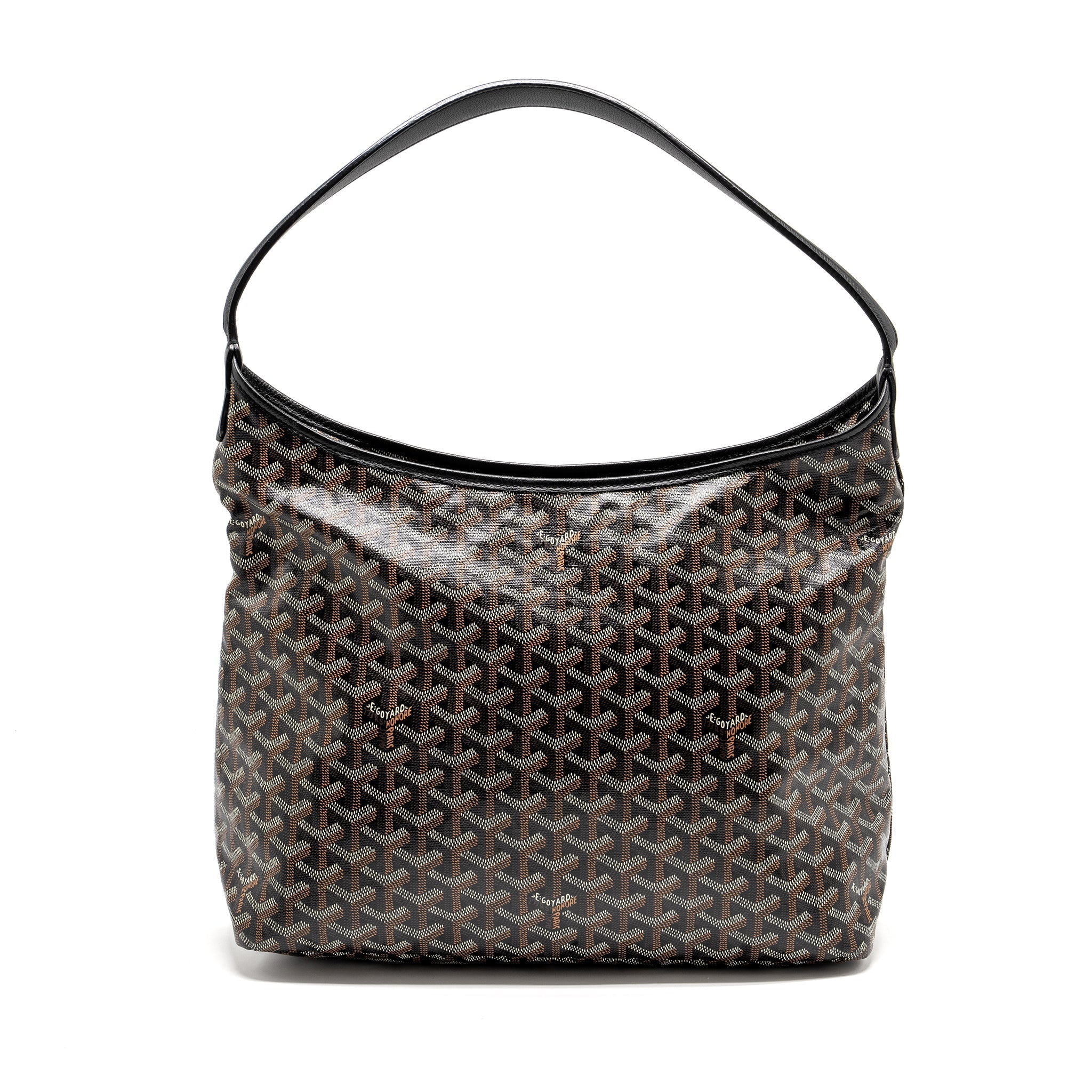 GOYARD BOHEME HOBO BAG GOYARDINE CANVAS / CALFSKIN BLACK SHW