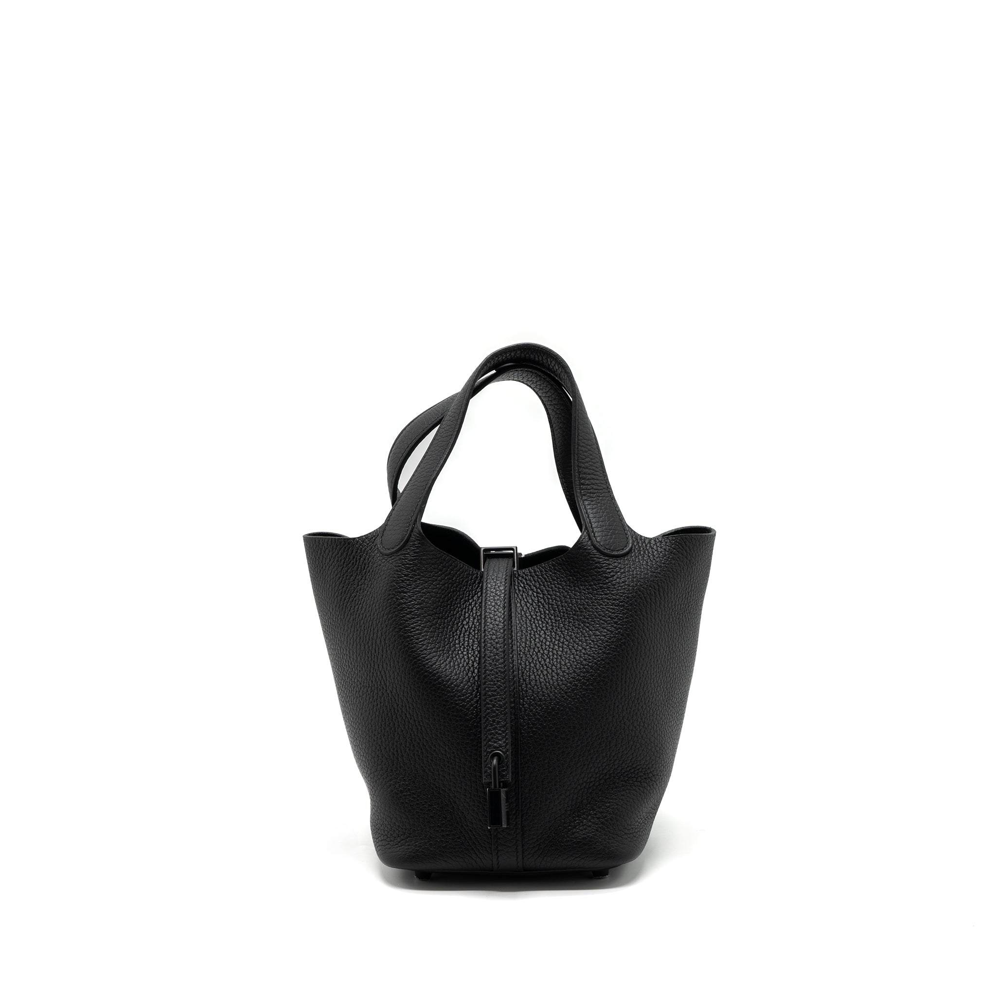 HERMES PICOTIN 18 CLEMENCE BLACK WITH BLACK HARDWARE