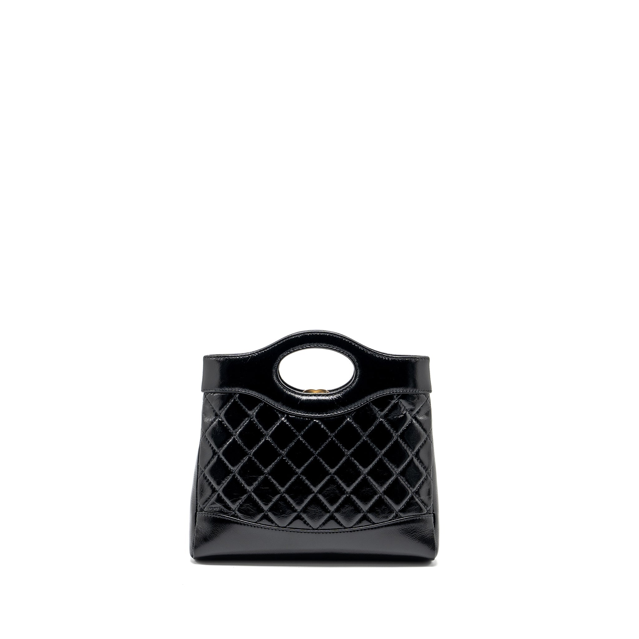 CHANEL MINI 31 BAG SHINY CALFSKIN BLACK LGHW (MICROCHIP)