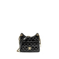 CHANEL 23C HOBO BAG SHINY CALFSKIN BLACK BRUSHED GHW (MICROCHIP)