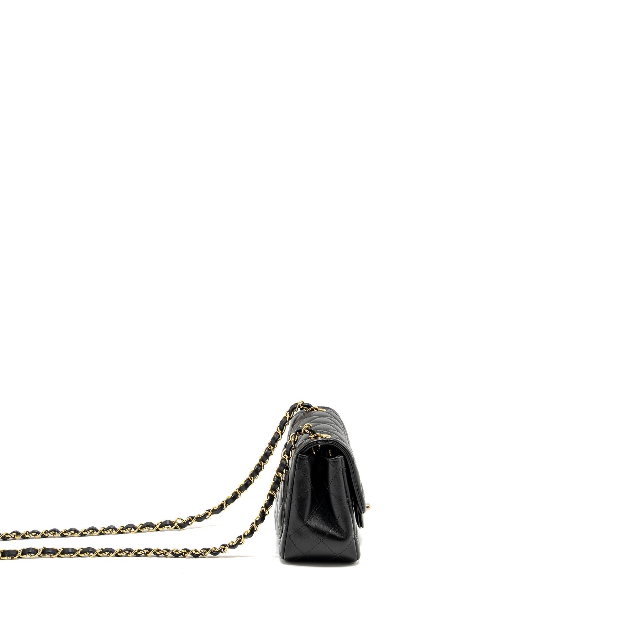 CHANEL MINI SQUARE FLAP BAG LAMBSKIN BLACK LGHW (MICROCHIP)
