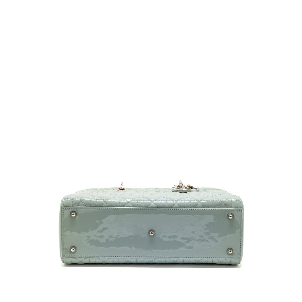 DIOR LARGE LADY DIOR PATENT LIGHT BLUE SHW